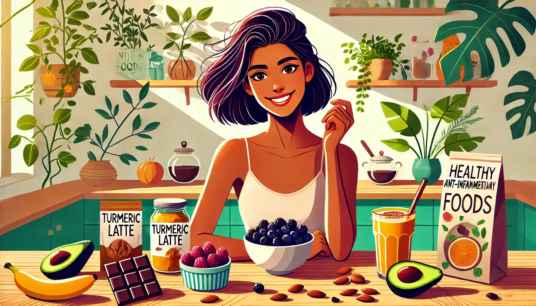 A stylized image of the anti-inflammatory diet for weight loss showing colorful, healthy foods representing 2025's trending wellness lifestyle.